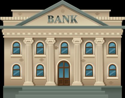 A picture of a bank with Roman style columns